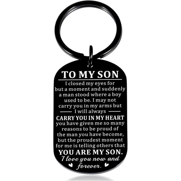 Christmas Stocking Stuffers for Teen 14-16 To My Son Keychain for Teens Inspirational Birthday Gift for College Boys Men 16th 18th 21st Birthday Gifts for Son from Mom Dad