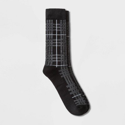 

Men s Plaid Premium Crew Dress Socks - Goodfellow & Co Black/Gray 6-12