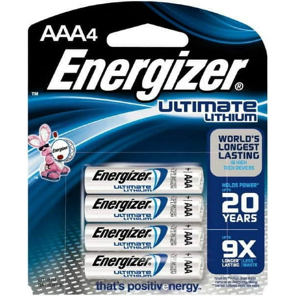 Energizer. Size AAA, Lithium, Photo Battery 1.5 Volts, Button Tab Terminal, FR03