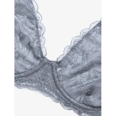 

Women‘s Sexy Bra Sheer Lace Bra Plunge Unlined Full Coverage See Through Underwire Bra