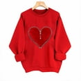 thumbnail image 4 of Felirenzacia Women’s Valentine Hoodie Love Heart Print Long Sleeve Casual Comfy Pullover Top, Wine,L, 4 of 6