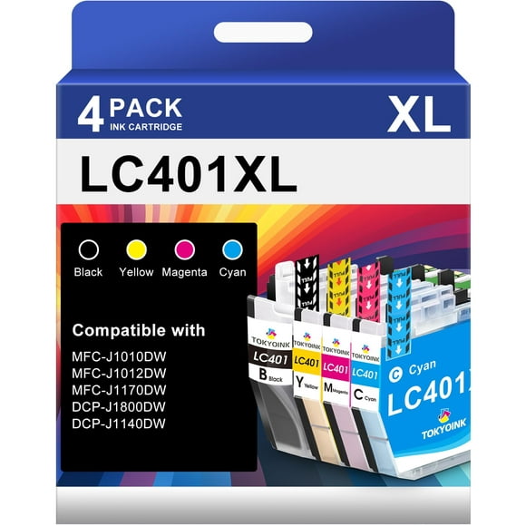 Paquete de 4 cartuchos de tinta TOKYOINK LC401XL compatibles con Brother