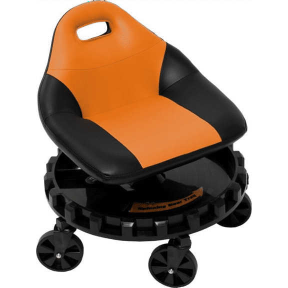 Traxion 2-703 ProGear Mobile Rolling Gear Race Seat with Tray and Five All Terrain Casters - Orange