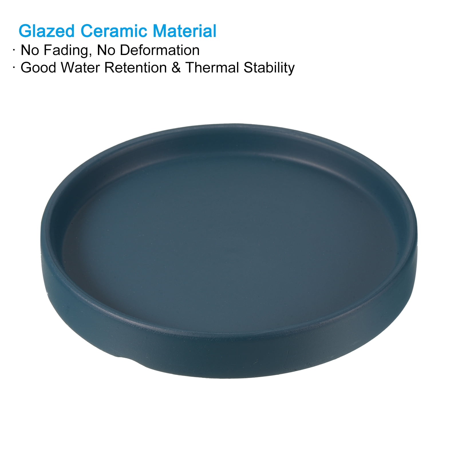 Uxcell Plant Pot Saucer, Ceramic Round Flower Planter Tray for Indoor, 5 inch Dark Blue 2 Pack
