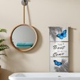 thumbnail image 2 of Hieng Butterfly Pictures Blue and Grey Canvas Wall Art Painting Inspiring Quote Bathroom Decor (only canvas), 2 of 6