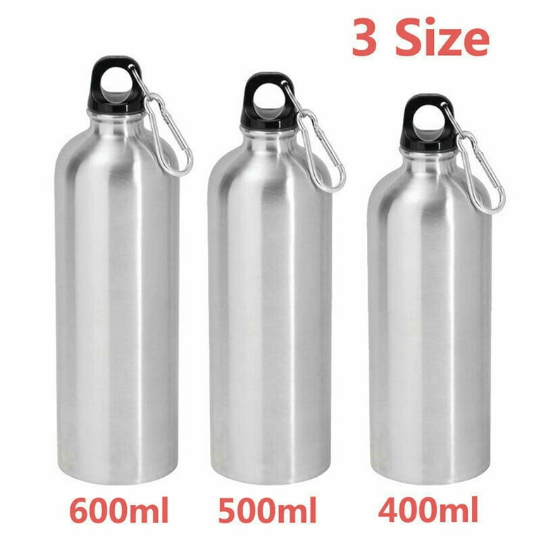 400/600ml Water Bottles Reusable Sliver Aluminum Cup Leakproof Double Wall Vacuum Insulated Bottle Sports Hiking Bottles Outdoor, Size: 400 mL, Silver