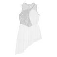 thumbnail image 3 of IEFIEL Girls Sequins Ballet Lyrical Dance Leotard Dress Sleeveless Hollow Back Dress Stage Performance Costume Silver 12, 3 of 7
