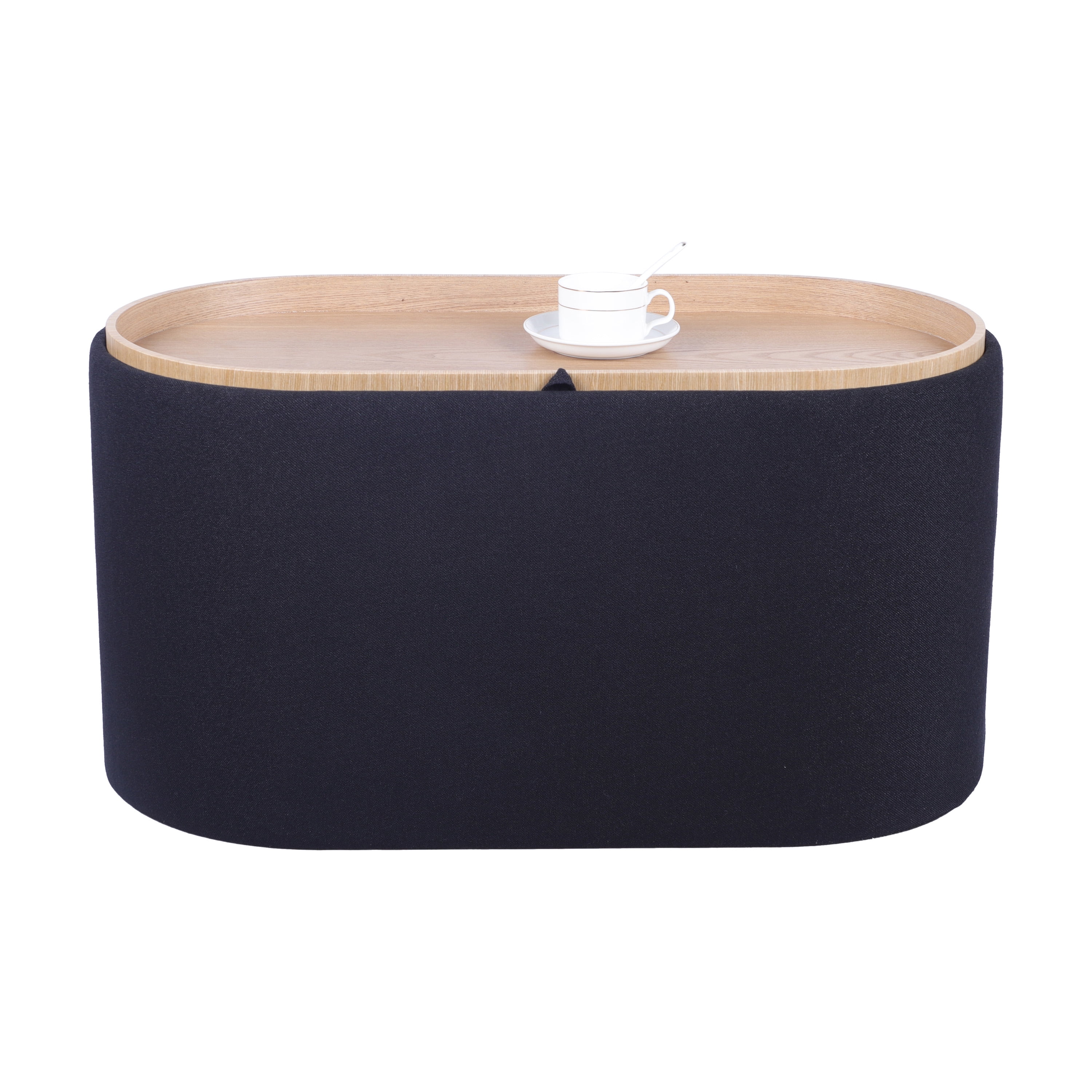 Techni Home Storage Ottoman with Reversible Tray Top, Black