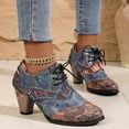 thumbnail image 2 of Juosiy Ankle Boots for Women Vintage Floral Print Pointed Toe Mid Heel Lace Up Short Booties, 2 of 9