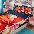 thumbnail image 2 of Manfei Boho Flowers Zipper Twin Comforter Sets with Fitted Sheet and 2 Pillowcases,Hawaiian Tropical Botanical Zipper Bedding Set,Reversible, 2 of 7