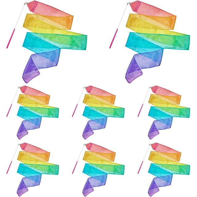 SUTENGDA 100% Silk Dance Ribbons Pastel Rainbow Play Silks Kids Toddlers Spring Easter Outdoor Streamer Toy Princess Ribbon Dancer Wand for Gymnastics Dancing Birthday Gift