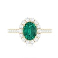 thumbnail image 3 of Rosec Jewels Lab Created Emerald Ring with Moissanite Halo for Women - 6X8 mm - 2.50 CT, 18K Yellow Gold, US 6.50, 3 of 7