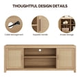 thumbnail image 5 of Yeshouse Rattan TV Stand for 75 inch, Boho Entertainment Center with Adjustable Shelves, Natural Oak TV & Media Cabinet 2-Tier Storage for Living Room Bedroom, 5 of 7
