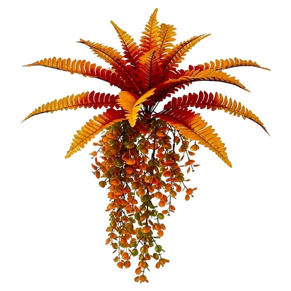 1 Pc Artificial Faux Fall Hanging Flowers Plants, Fall Hanging Basket, Autumn Trailing Floral Arrangement, Fake Fern Hanging Flowers, Seasonal Wall Hanging Decor for Harvest Display