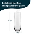 thumbnail image 2 of Libbey 228 Stemless Champagne Flutes Glass Set of 12,  Elegant 8.5 Oz Flute Glasses for Champagne, Clear Fluted Glassware, 2 of 3