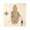 thumbnail image 5 of Cenuakty Baby Knit Jumpsuit Set, Long Sleeve Crew Neck Button Closure Solid Romper with Hat, 5 of 9