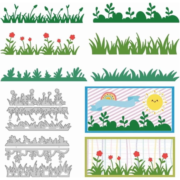 Grass Edge Cutting Dies Grass Card Making Die Stencil Metal Die Cuts Card Scrapbooking Embossing Template Dies for Greeting Cards Birthdays Craft Paper Album Invitation Festive Decor