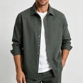 thumbnail image 2 of Mens 100% Cotton Button Down Hunting Shirt with Chest Pocket, Lightweight Breathable Long Sleeve Casual Outdoor Hiking Shacket Tops for Spring Summer Army Green-A, 2 of 9