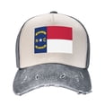 thumbnail image 2 of Men Women North Carolina Flag Distressed Twill Cotton Baseball Cap Vintage Adjustable Dad Hat, 2 of 7