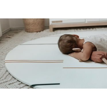 Little Bot Ofie Baby Playmat, Zen Line   Eze, Round, Reversible Unisex Foam Floor Mat, Waterproof, 4ft Diameter