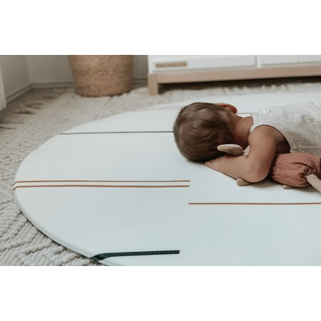 Little Bot Ofie Baby Playmat, Zen Line + Eze, Round, Reversible Unisex Foam Floor Mat, Waterproof, 4ft Diameter