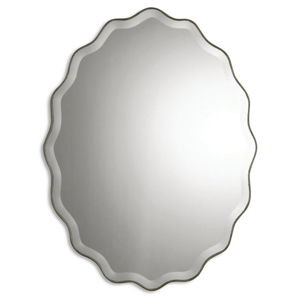 40" Scalloped Edge Vanity Unframed Beveled Oval Wall Mirror Walmart