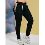 Rosegal Lace Up Side Plus Size Skinny Pants