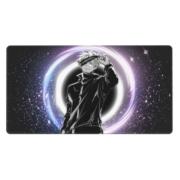 Extra Large Gaming Mouse Pad Non-Slip Rubber Jujutsu Kaisen Gojo Satoru Mousepad with Stitched Edges Desk Pad Mat for Office Home 15.8x29.5 in