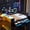 Black+Blue + MDF + Pine + Plywood + Queen, variant on Full Size Gaming Daybed, Wooden Frame with Integrated Desk, LED Lights, 3 Storage Drawers, Charging Station & Headboard Bookcase, Black Blue Esports Bed for Teens, Adults and Gamers