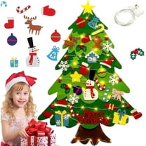 TETOU 3.2Ft Felt Christmas Tree for Toddlers,Felt Xmas Tree Set with String Lights, Christmas Decorations Indoor Wall Hanging Kids Gift