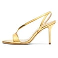 thumbnail image 2 of FSJ Women Graceful Open Toe Stiletto High Heel Sandals Strappy Slingback Slip On Sexy Dance Evening Dress Shoes Size 6.5 Gold, 2 of 4