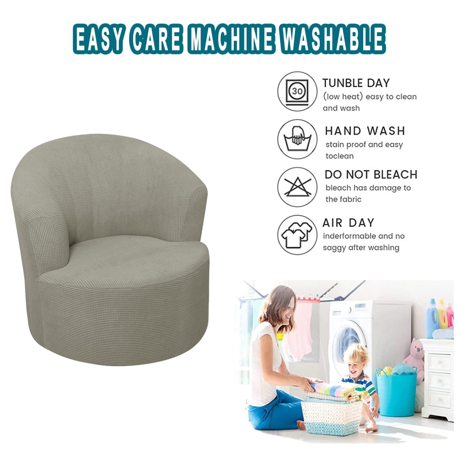 Round Club Swivel Barrel Chair Cover Modern Accent Round Club Armchair Slipcover Soft Stretch Chair Covers for Living Room,Barrel Chair Cover,Stretch Swivel Chair Slipcover Soft Barrel Sofa Cover