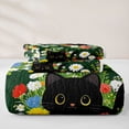 thumbnail image 5 of jejeloiu Colorful Wildflower Garden Twin Quilt Set Kids,Watercolor Floral Black Cat Twin Coverlet Set For Girls,2pcs, 5 of 7