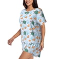 thumbnail image 2 of Naloa Turtles And Goldfish Women's Short-Sleeved Pajama Set, Loungewear, Summer pajamas, Breathable Cozy - XX-Large, 2 of 9