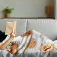 thumbnail image 3 of Seashells Soft Flannel Fleece Throw Blanket, Marine Aquatic World Elements Seashells Pearls Crabs Wild Sea Life Image Print, Cozy Plush for Indoor and Outdoor Use, 50" x 60", Tan Cream, by Ambesonne, 3 of 5