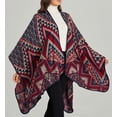 thumbnail image 2 of CoCopeaunt Women Plaid Shawl Wraps Retro Poncho Open Front Cardigan Sweater Cape Large Blanket Scarf, 2 of 7