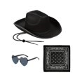 thumbnail image 1 of Sombrero de vaquero occidental Yuyangstore con pañuelo y gafas Negro, 1 of 8