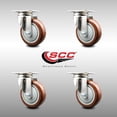 thumbnail image 2 of 4 Inch 316SS Maroon Polyurethane Wheel Swivel Top Plate Caster Set SCC, 2 of 2