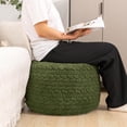 thumbnail image 2 of 20"x20"x14" Round Pouf Ottoman, Green Boho Floor Footrest – Limited Time Deal – Lightweight Decorative Seating for Living Room or Bedroom, 2 of 4
