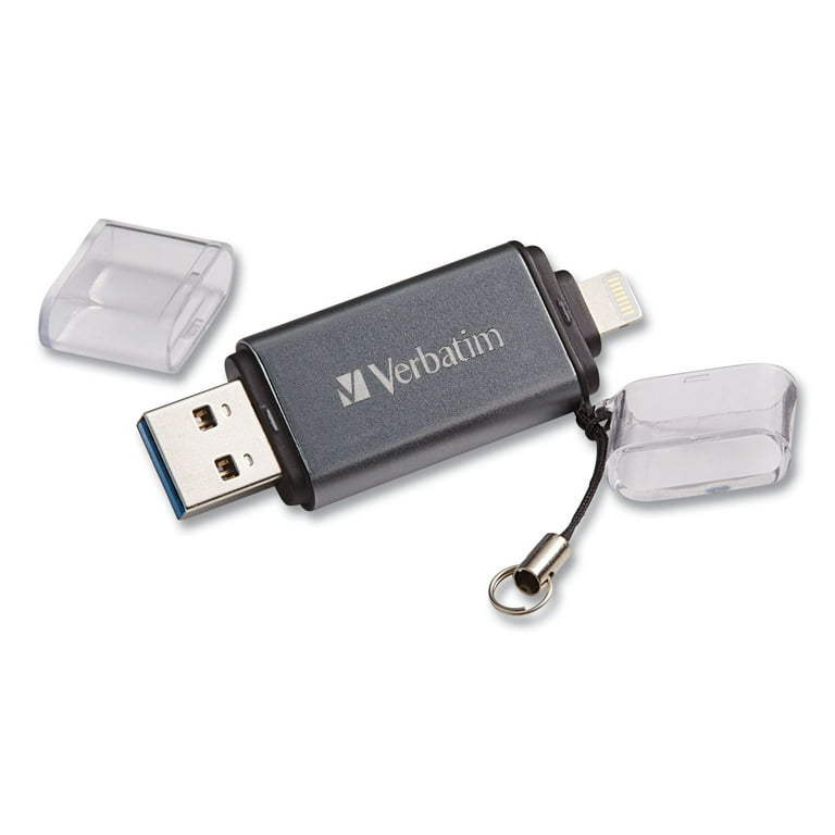 Store 'n' Go Dual USB 3.0 Flash Drive for Apple Lightning Devices, 64 GB, Graphite