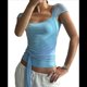 thumbnail image 3 of Camisetas de Corta con Cuello Cuadrado para Mujer, Sin Espalda, Ajustadas, Y2K Azul S, 3 of 7
