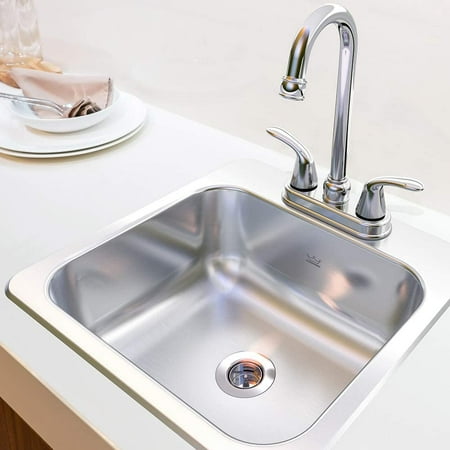 

KINDRED Stainless Steel Essentials Kit 15 x 6-inch Deep Drop-In Bar or Utility Sink in Satin FBFS602NKIT One Size