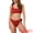 Red, variant on DARING DIVA Women's Floral One Shoulder Bikini Set Medium Red