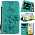thumbnail image 5 of Étui Rabattable pour Samsung Galaxy S24 Fe Porte-Cartes Magnétique Portefeuille en Relief Lily avec Support, 5 of 5