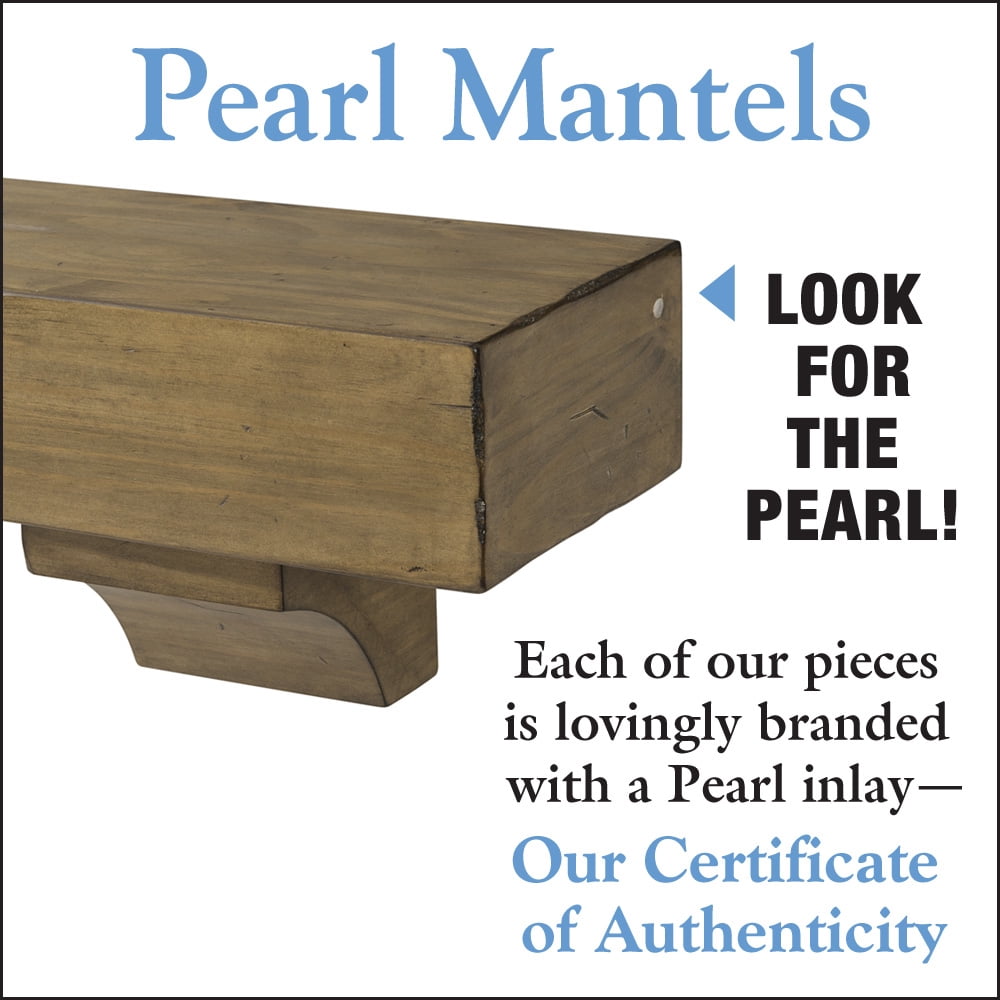 Pearl Mantels Shenandoah Hand Distressed and Hand Finished Premium Pine Wood Mantel Shelf, Antique Finish, 48"L & 9"D, Versatile Hanging Choices, with or without Corbels (Included)