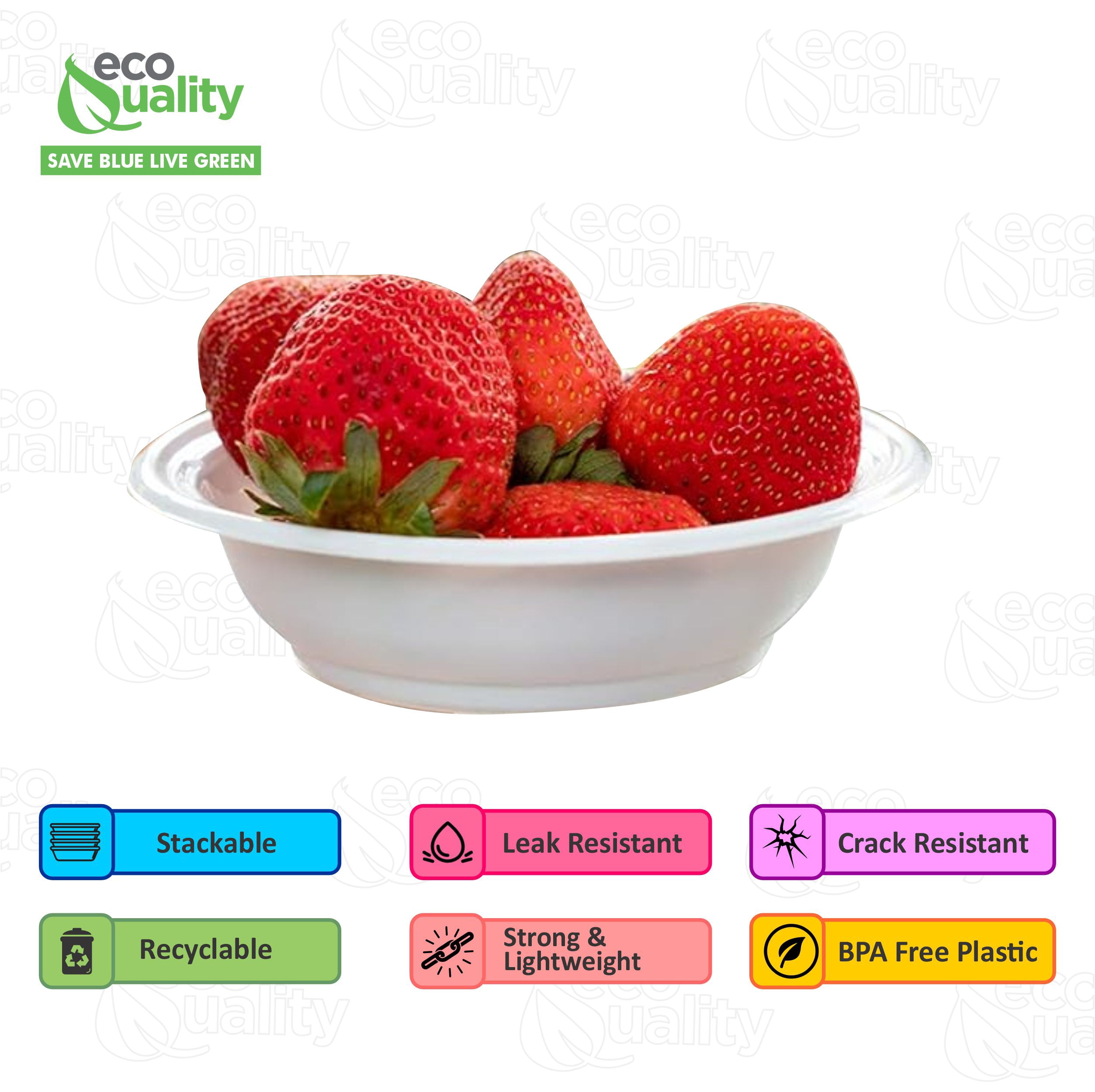 EcoQuality 6oz Disposable White Plastic Bowls - Plastic Dessert Bowls, Dip Bowls, Ice Cream, Sundae, Heavy Duty Plastic Soup Bowls for Baby Showers, Weddings, Birthday Party, Receptions (100)
