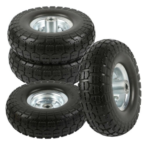 4 x 10" Puncture Burst Proof Solid Rubber Sack Truck Trolley Wheels Spare Tyres 