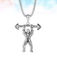 thumbnail image 3 of Style Bodybuilder Charm Neck Chain Titanium Steel Muscle Men with Barbell Pendant Necklace for Men, 3 of 8
