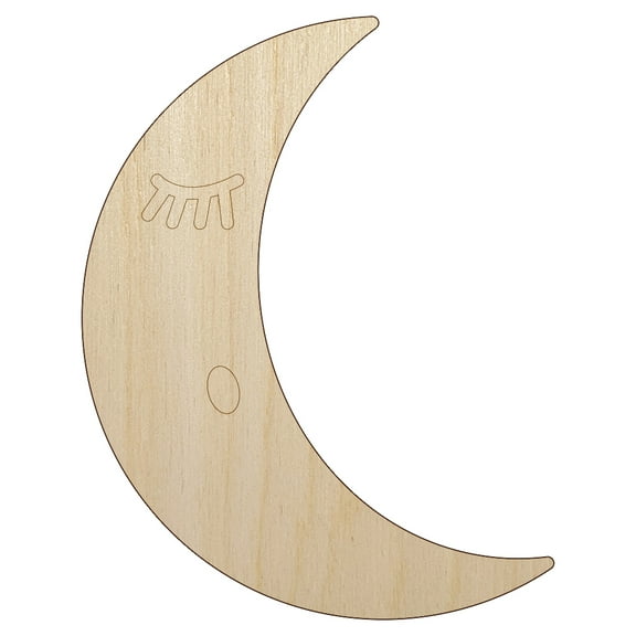 Sleeping Moon Wood Shape Unfinished Piece Cutout Craft DIY Projects - 4.70 Inch Size - 1/8 Inch Thick