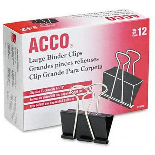 ACCO Binder Clips, Large, 2 Boxes, 12 Clips/Box (A7072102) - Walmart ...